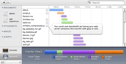 Network tool in Safari