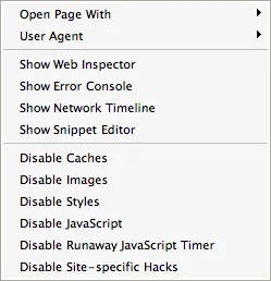 Safari Developer Menu